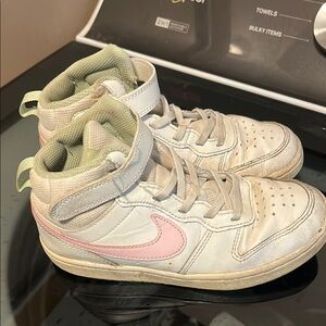 Nike Kids High-Top Sneakers - White and Pink